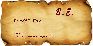 Biró Ete névjegykártya